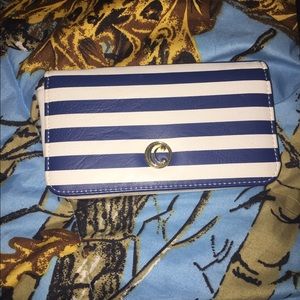 Charming Charlie white/ blue striped wallet